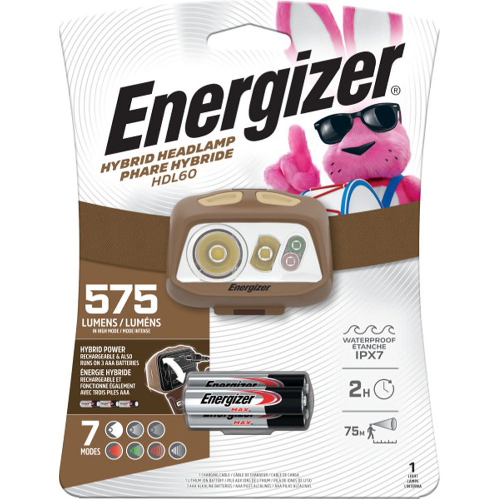 Energizer HDL60 Hybrid-Powered LED Headlamp, 575 Lumen
