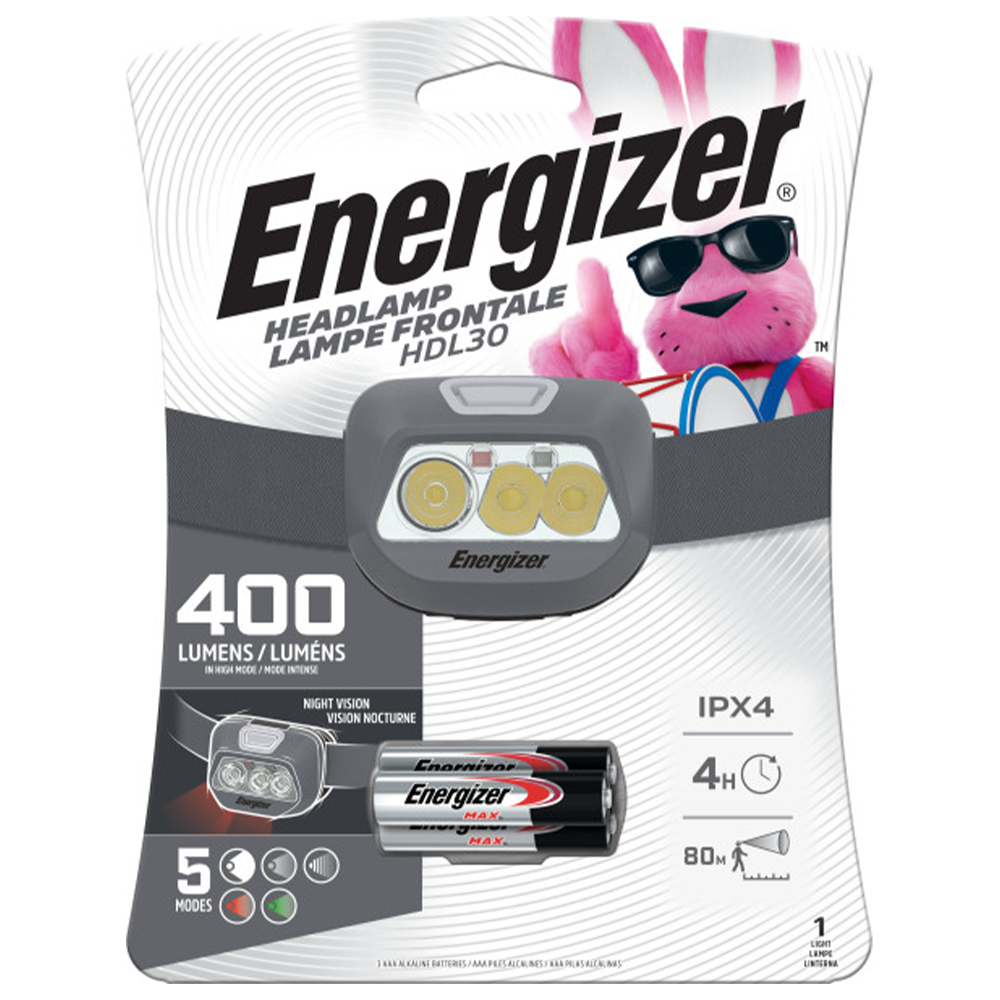 Energizer HDL30 Multi-Colored LED Headlamp, 400 Lumen,