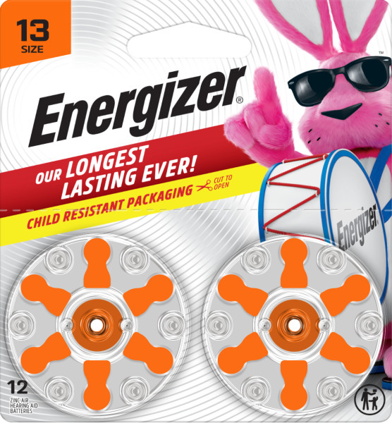 Energizer Hearing Aid Batteries Size 13, Orange Tab, 12 Pack
