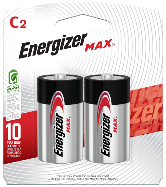 Energizer MAX C Batteries (2 Pack), C Cell Alkaline Batteries
