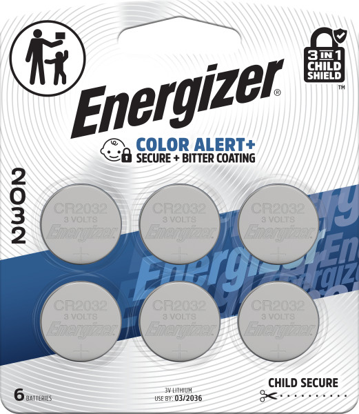 Energizer 2032 Batteries (6 Pack), 3V Lithium Coin Batteries