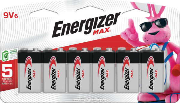 Energizer MAX 9V Batteries (6 Pack), 9 Volt Alkaline Batteries