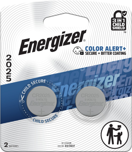 Energizer 2025 Batteries (2 Pack), 3V Lithium Coin Batteries
