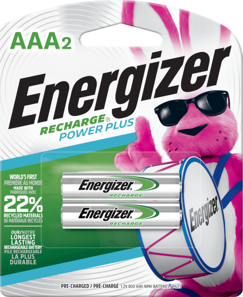 Energizer Power Plus Rechargeable AAA Batteries (2 Pack), 800mAh Triple A Batteries
