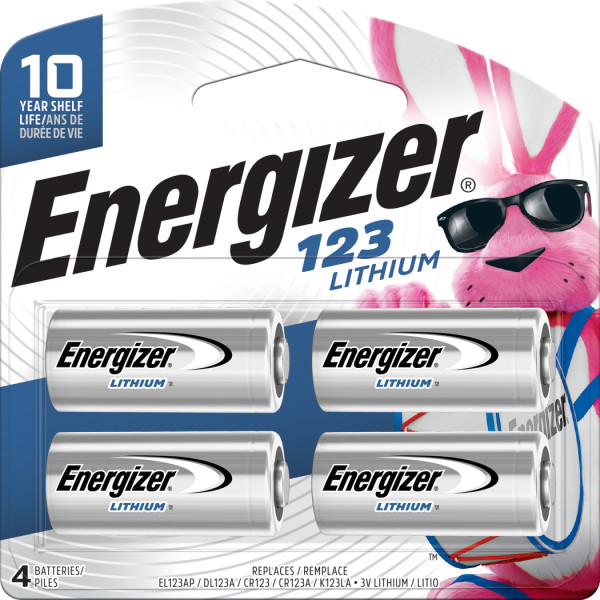 Energizer 123 Lithium Batteries (4 Pack), 3V Photo Batteries