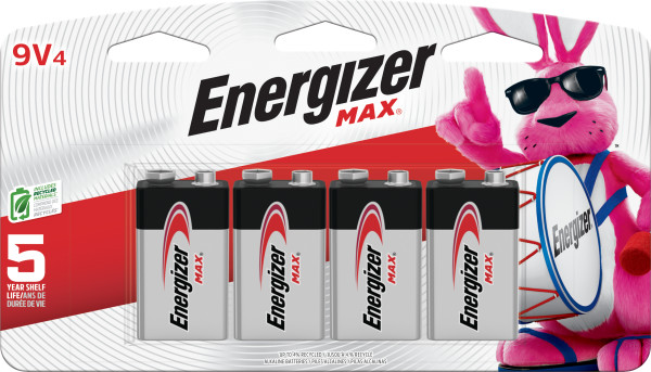 Energizer MAX 9V Batteries (4 Pack), 9 Volt Alkaline Batteries