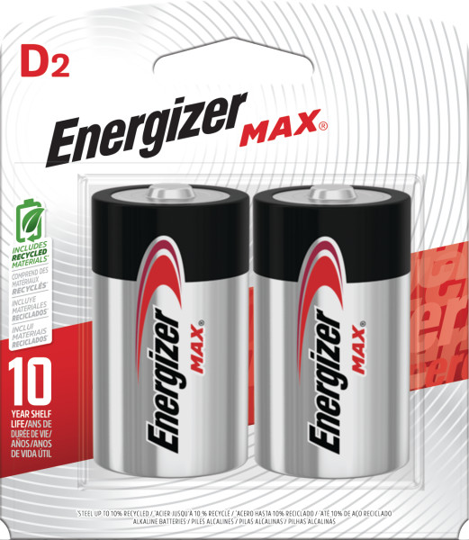 Energizer MAX D Batteries (2 Pack), D Cell Alkaline Batteries