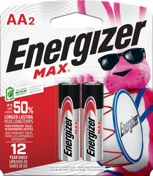 Energizer MAX AA Batteries (2 Pack), Double A Alkaline Batteries
