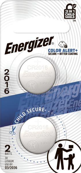 Energizer 2016 Batteries (2 Pack), 3V Lithium Coin Batteries