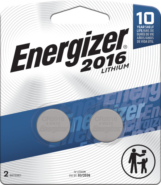 Energizer 2016 Batteries (2 Pack), 3V Lithium Coin Batteries