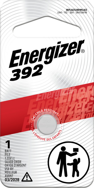 Energizer 392 Silver Oxide Button Battery, 1 Pack
