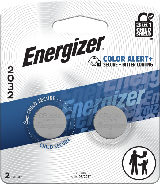 Energizer 2032 Batteries (2 Pack), 3V Lithium Coin Batteries