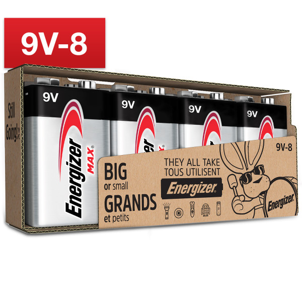 Energizer MAX 9V Batteries (8 Pack), 9 Volt Alkaline Batteries