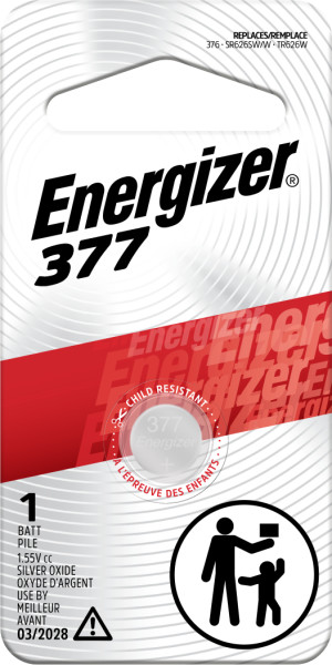 Energizer 377 Silver Oxide Button Battery, 1 Pack
