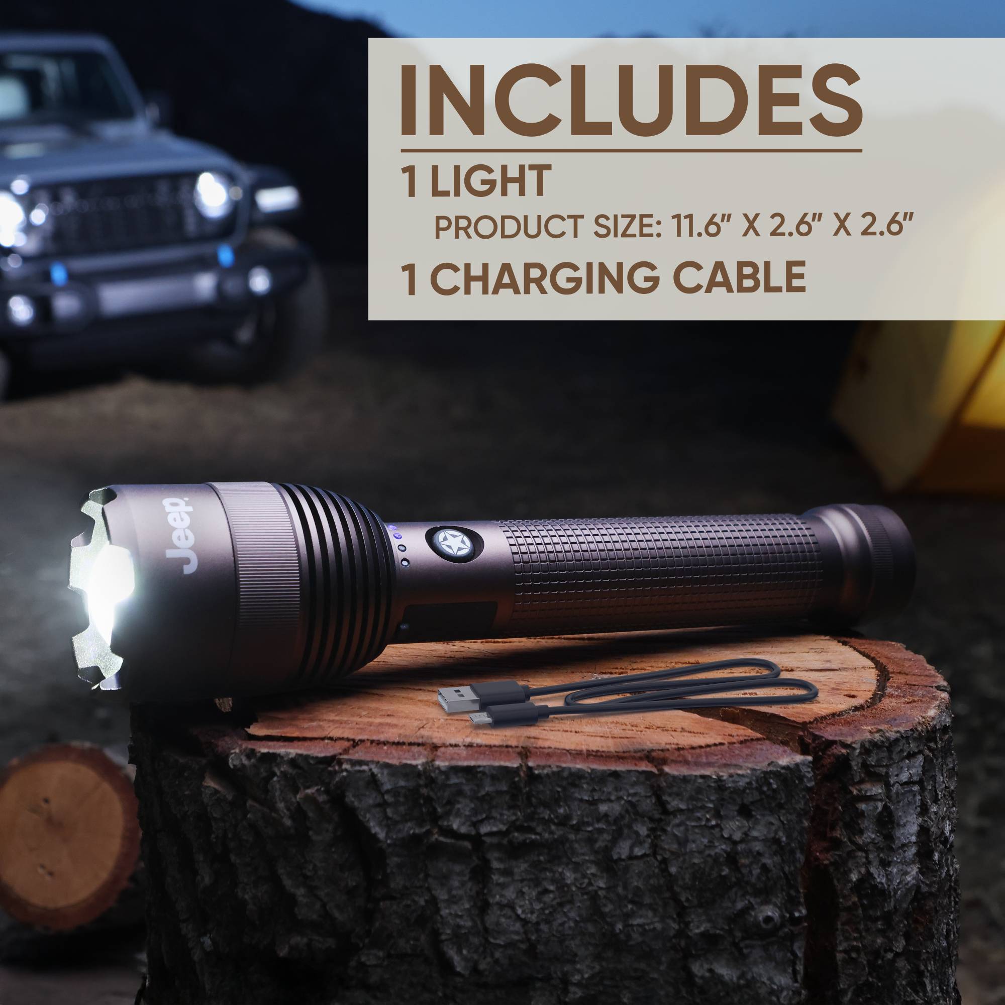 Jeep High Lumen Metal Flashlight
