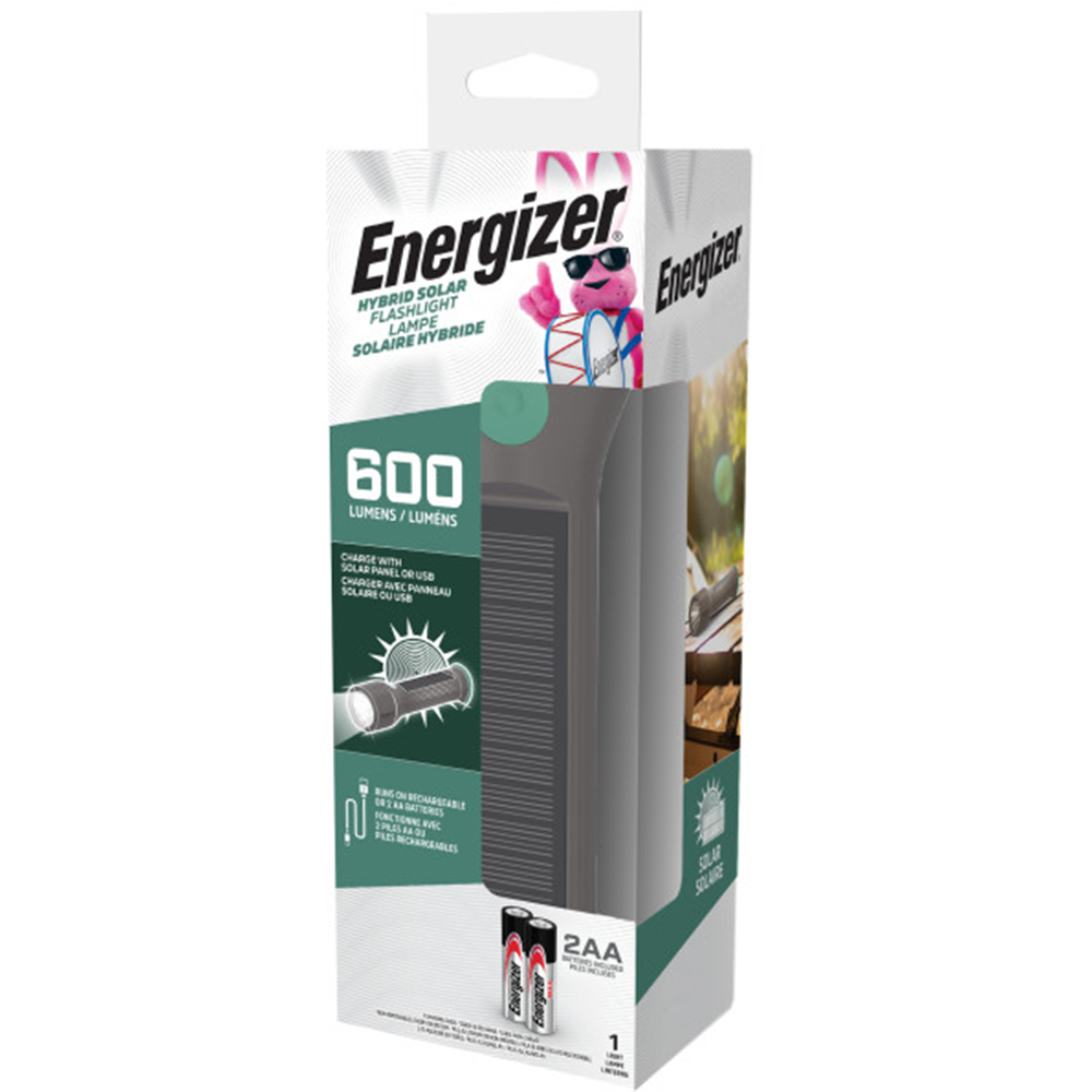 Energizer Hybrid Solar Flashlight with Built-in USB Power Bank, 600 Lumens